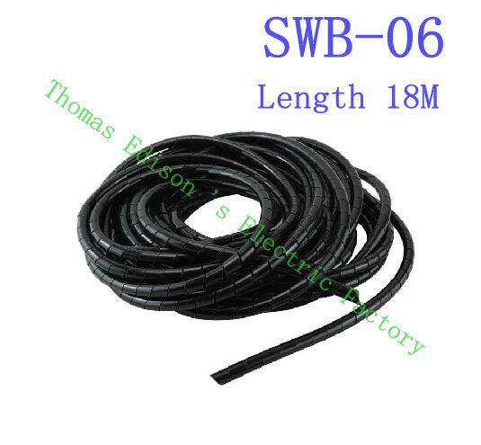 나선형 감싸는 밴드 SWB-06 직경 6mm 길이 약 13M 검정색 케이블 케이스 케이블 슬리브 와인딩 파이프 나선형 포장
